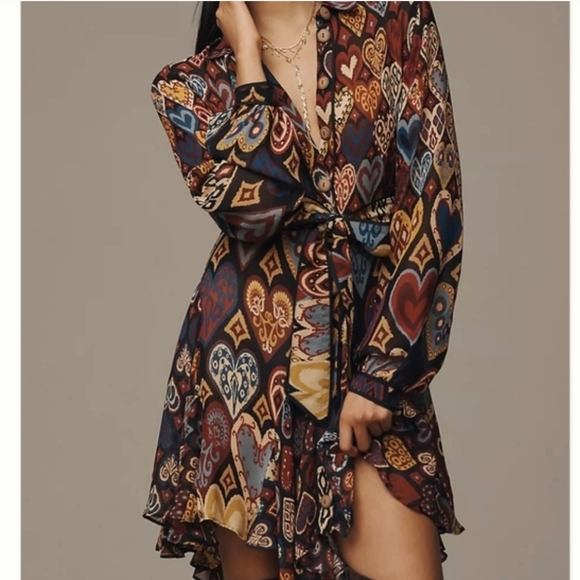 FARM Rio Dresses & Skirts - FARM Rio Colorful Heart Long Sleeve Dress